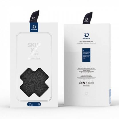 Dux Ducis Skin X2 Case - кожен калъф с поставка и отделение за кр. карти за Samsung Galaxy S23 (черен) 6