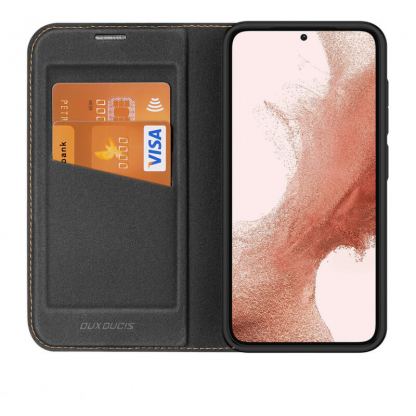 Dux Ducis Skin X2 Case - кожен калъф с поставка и отделение за кр. карти за Samsung Galaxy S23 (черен) 8