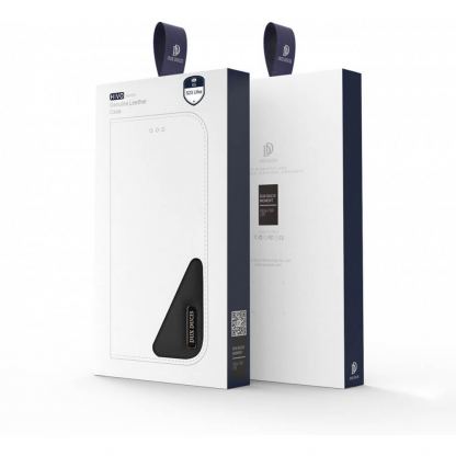 Dux Ducis Hivo Genuine Leather Flip Wallet Case - кожен калъф от естествена кожа с поставка и отделение за кр. карти за Samsung Galaxy S23 Ultra (черен) 5