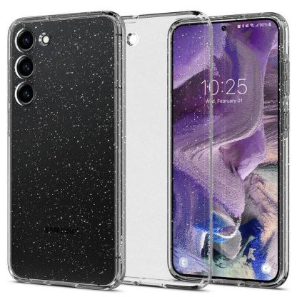 Spigen Liquid Crystal Glitter Case - тънък силиконов (TPU) калъф за Samsung Galaxy S23 (прозрачен)