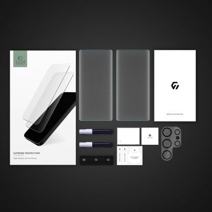 Tech-Protect Supreme Protection Set - комплект 2 броя стъклено защитно покритие за дисплея и стъклено защитно покритие за камерата на Samsung Galaxy S23 Ultra (прозрачен) 2