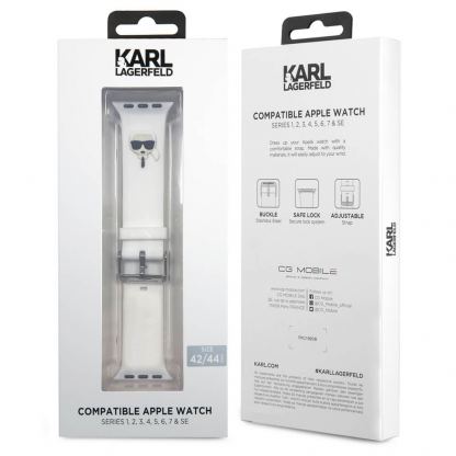 Karl Lagerfeld Karl Head Silicone Watch Strap - силиконова каишка за Apple Watch 42мм, 44мм, 45мм, 46мм, Ultra 49мм (бял) 3