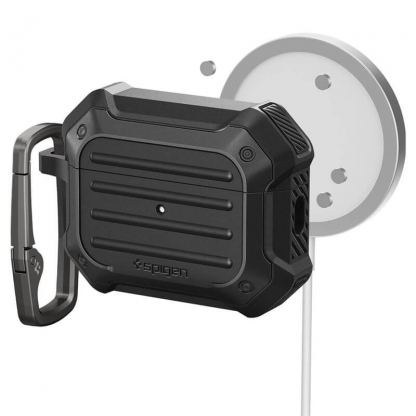 Spigen Tough Armor MagSafe - хибриден удароустойчив кейс с MagSafe и карабинер за Apple AirPods Pro 2 (черен)  4