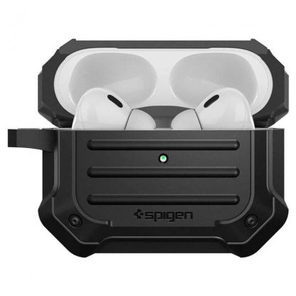 Spigen Tough Armor MagSafe - хибриден удароустойчив кейс с MagSafe и карабинер за Apple AirPods Pro 2 (черен)  7