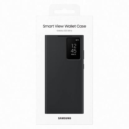 Samsung Galaxy S-View Wallet Cover EF-ZS918CB - оригинален калъф през който виждате информация от дисплея за Samsung Galaxy S23 Ultra (черен) 5