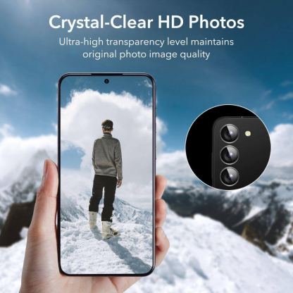 ESR Screen Shield Tempered Glass Protection Set - комплект 2 броя стъклено защитно покритие за дисплея и 2 броя предпазни стъклени лещи за камерата на Samsung Galaxy S23 (прозрачен) 5