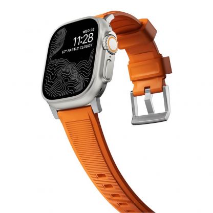 Nomad Rugged Strap - силиконова каишка за Apple Watch 42мм, 44мм, 45мм, 46мм, Ultra 49мм (оранжев-черен) 6