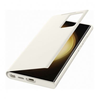 Samsung Galaxy S-View Wallet Cover EF-ZS918CU - оригинален калъф през който виждате информация от дисплея за Samsung Galaxy S23 Ultra (бял) 3