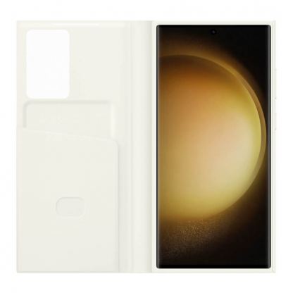 Samsung Galaxy S-View Wallet Cover EF-ZS918CU - оригинален калъф през който виждате информация от дисплея за Samsung Galaxy S23 Ultra (бял) 4
