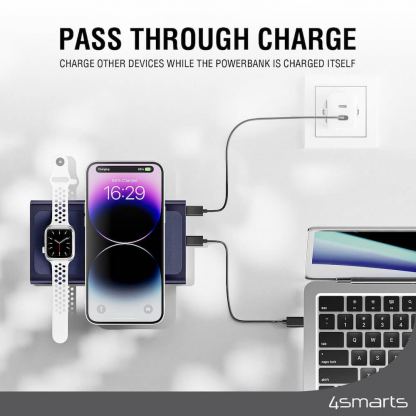 4smarts Wireless Powerbank VoltHub Graphene Pro UltiMag 24000mAh 240W - мощна външна батерия с 2xUSB-C, 1xUSB-A изходи и двоен пад за безжично зареждане за iPhone с Magsafe и Apple Watch (тъмносин) 6