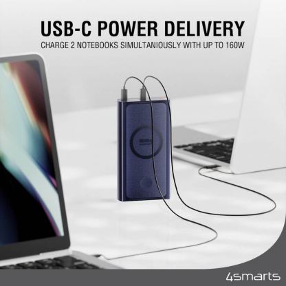 4smarts Wireless Powerbank VoltHub Graphene Pro UltiMag 24000mAh 240W - мощна външна батерия с 2xUSB-C, 1xUSB-A изходи и двоен пад за безжично зареждане за iPhone с Magsafe и Apple Watch (тъмносин) 7