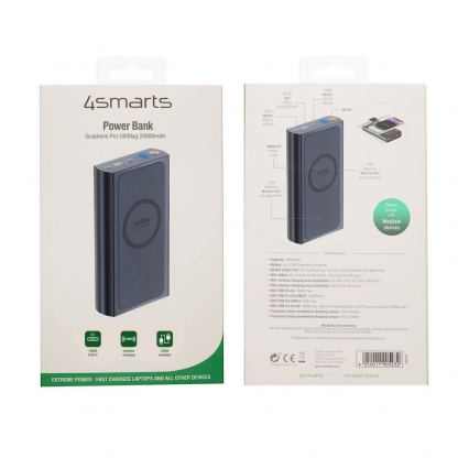 4smarts Wireless Powerbank VoltHub Graphene Pro UltiMag 24000mAh 240W - мощна външна батерия с 2xUSB-C, 1xUSB-A изходи и двоен пад за безжично зареждане за iPhone с Magsafe и Apple Watch (тъмносин) 10