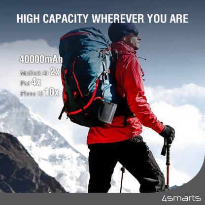 4smarts Power Bank Lucid Ultra 40000 mAh 100W - външна батерия с 2xUSB-A, 2xUSB-C и технология за бързо зареждане (черен) 2