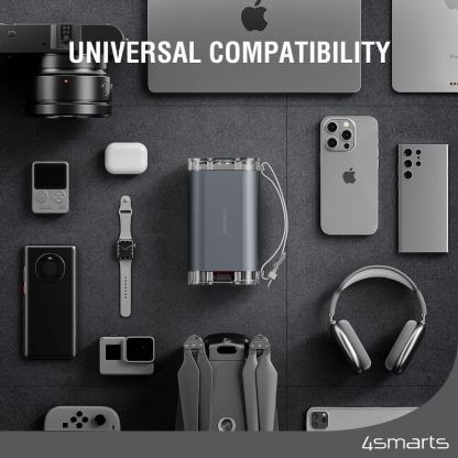 4smarts Power Bank Lucid Ultra 40000 mAh 100W - външна батерия с 2xUSB-A, 2xUSB-C и технология за бързо зареждане (черен) 4