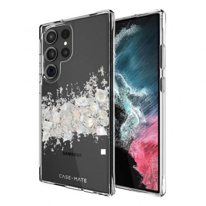 CaseMate Karat Pearl Touch Case - дизайнерски удароустойчив кейс с истински перли за Samsung Galaxy S23 Ultra (прозрачен) 4