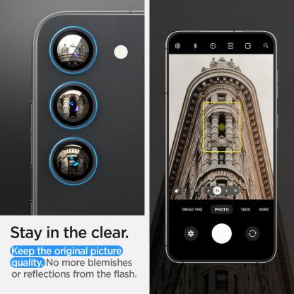 Spigen Optik Pro tR Ez Fit Lens Protector 2 Pack - 2 комплекта предпазни стъклени лещи за камерата на Samsung Galaxy S23, Galaxy S23 Plus (черен) 12