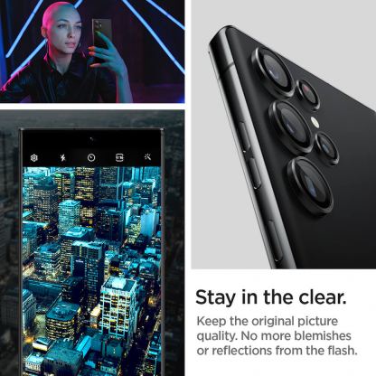 Spigen Optik Pro tR Ez Fit Lens Protector 2 Pack - 2 комплекта предпазни стъклени лещи за камерата на Samsung Galaxy S23 Ultra (черен) 11