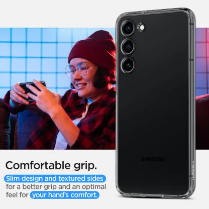 Spigen Liquid Crystal Case - тънък силиконов (TPU) калъф за Samsung Galaxy S23 Plus (сив)  14