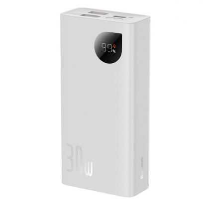 Baseus Adaman 2 Digital Display Power Bank 30W 10000 mAh (PPAD040002) - външна батерия с 2xUSB-A и 1xUSB-C изходи с технология за бързо зареждане (бял) 4