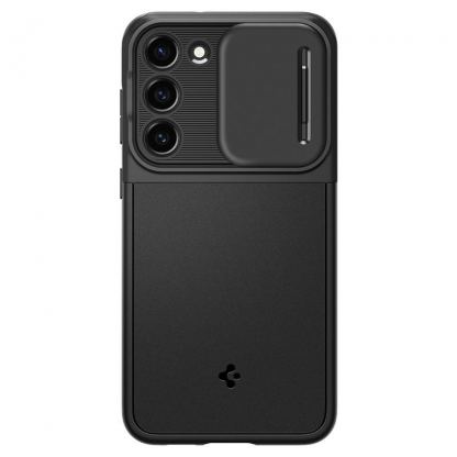 Spigen Optik Armor Case - тънък качествен силиконов (TPU) калъф с капак за камерата за Samsung Galaxy S23 Plus (черен) 3