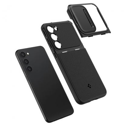 Spigen Optik Armor Case - тънък качествен силиконов (TPU) калъф с капак за камерата за Samsung Galaxy S23 Plus (черен) 11