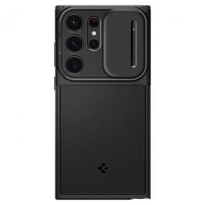 Spigen Optik Armor Case - тънък качествен силиконов (TPU) калъф с капак за камерата за Samsung Galaxy S23 Ultra (черен) 3