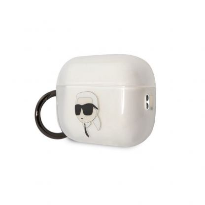 Karl Lagerfeld AirPods Pro 2 3D Logo NFT Karl Head Silicone Case - силиконов калъф с карабинер за Apple AirPods Pro 2 (бял-прозрачен) 3