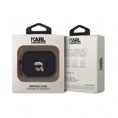 Karl Lagerfeld AirPods Pro 2 3D Logo NFT Karl Head Silicone Case - силиконов калъф с карабинер за Apple AirPods Pro 2 (черен) 4