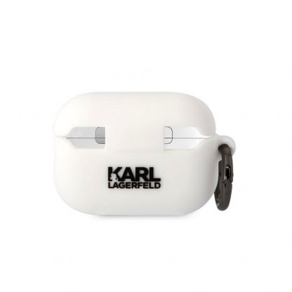 Karl Lagerfeld AirPods Pro 2 3D Logo NFT Choupette Head Silicone Case - силиконов калъф с карабинер за Apple AirPods Pro 2 (бял) 2