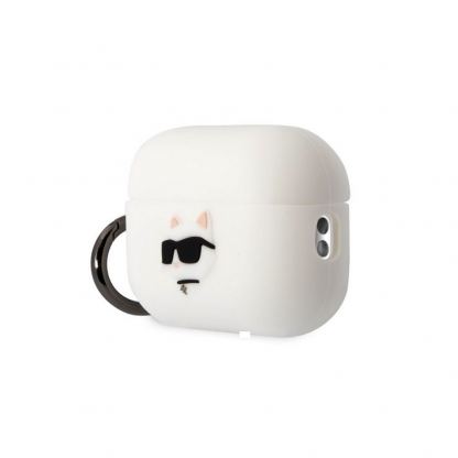 Karl Lagerfeld AirPods Pro 2 3D Logo NFT Choupette Head Silicone Case - силиконов калъф с карабинер за Apple AirPods Pro 2 (бял) 3