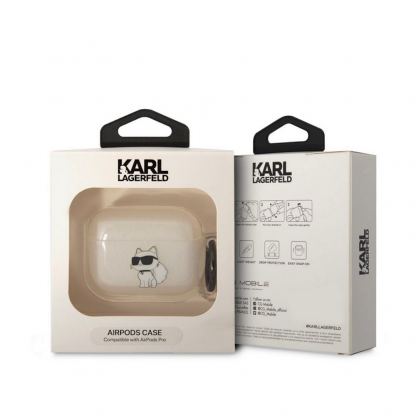 Karl Lagerfeld AirPods Pro 3D Logo NFT Choupette Silicone Case - силиконов калъф с карабинер за Apple AirPods Pro (бял) 3
