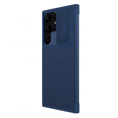 Nillkin Qin Book Pro Cloth Flip Case - кожен калъф, тип портфейл за Samsung Galaxy S23 Ultra (син) 4