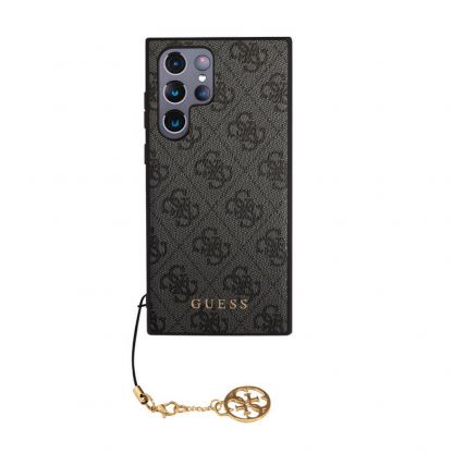 Guess 4G Charms Collection Hard Case - дизайнерски кожен кейс за Samsung Galaxy S23 Ultra (сив) 2