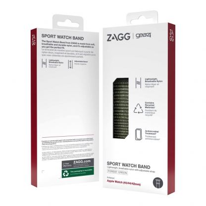 Zagg Gear4 Nylon Sport Watch Band - текстилна каишка за Apple Watch 42мм, 44мм, 45мм, 46мм, Ultra 49мм (зелен) 3