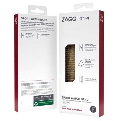 Zagg Gear4 Nylon Sport Watch Band - текстилна каишка за Apple Watch 42мм, 44мм, 45мм, 46мм, Ultra 49мм (жълт) 3