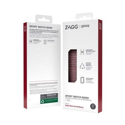 Zagg Gear4 Nylon Sport Watch Band - текстилна каишка за Apple Watch 42мм, 44мм, 45мм, 46мм, Ultra 49мм (червен) 3