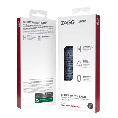 Zagg Gear4 Nylon Sport Watch Band - текстилна каишка за Apple Watch 42мм, 44мм, 45мм, 46мм, Ultra 49мм (тъмносин) 3