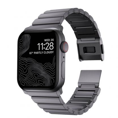 Nomad Strap Aluminum Band - алуминиева каишка за Apple Watch 42мм, 44мм, 45мм, 46мм, Ultra 49мм (тъмносив) 2
