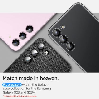 Spigen Optik Pro tR Ez Fit Lens Protector 2 Pack - 2 комплекта предпазни стъклени лещи за камерата на Samsung Galaxy S23, Galaxy S23 Plus (розов) 3