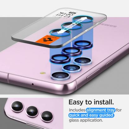 Spigen Optik Pro tR Ez Fit Lens Protector 2 Pack - 2 комплекта предпазни стъклени лещи за камерата на Samsung Galaxy S23, Galaxy S23 Plus (розов) 4