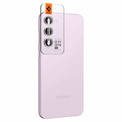 Spigen Optik Pro tR Ez Fit Lens Protector 2 Pack - 2 комплекта предпазни стъклени лещи за камерата на Samsung Galaxy S23, Galaxy S23 Plus (розов) 23