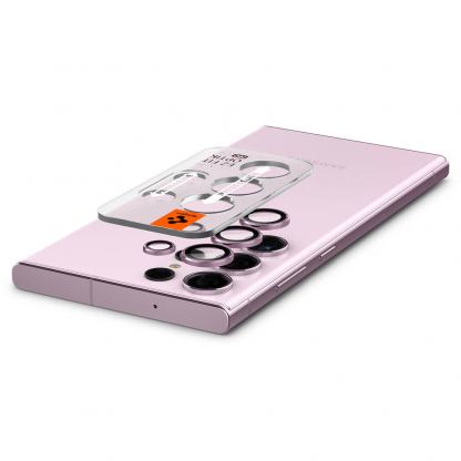 Spigen Optik Pro tR Ez Fit Lens Protector 2 Pack - 2 комплекта предпазни стъклени лещи за камерата на Samsung Galaxy S23 Ultra (розов) 5