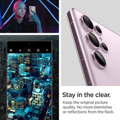 Spigen Optik Pro tR Ez Fit Lens Protector 2 Pack - 2 комплекта предпазни стъклени лещи за камерата на Samsung Galaxy S23 Ultra (розов) 10