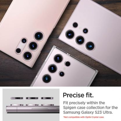 Spigen Optik Pro tR Ez Fit Lens Protector 2 Pack - 2 комплекта предпазни стъклени лещи за камерата на Samsung Galaxy S23 Ultra (розов) 12