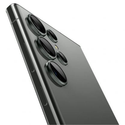Spigen Optik Pro tR Ez Fit Lens Protector 2 Pack - 2 комплекта предпазни стъклени лещи за камерата на Samsung Galaxy S23 Ultra (тъмнозелен) 3