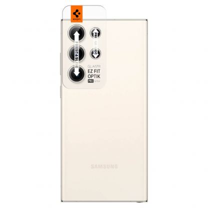 Spigen Optik Pro tR Ez Fit Lens Protector 2 Pack - 2 комплекта предпазни стъклени лещи за камерата на Samsung Galaxy S23 Ultra (бежов) 2