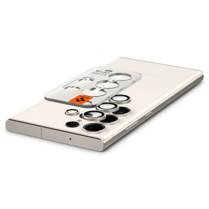 Spigen Optik Pro tR Ez Fit Lens Protector 2 Pack - 2 комплекта предпазни стъклени лещи за камерата на Samsung Galaxy S23 Ultra (бежов) 5