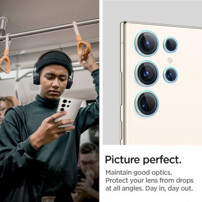 Spigen Optik Pro tR Ez Fit Lens Protector 2 Pack - 2 комплекта предпазни стъклени лещи за камерата на Samsung Galaxy S23 Ultra (бежов) 9
