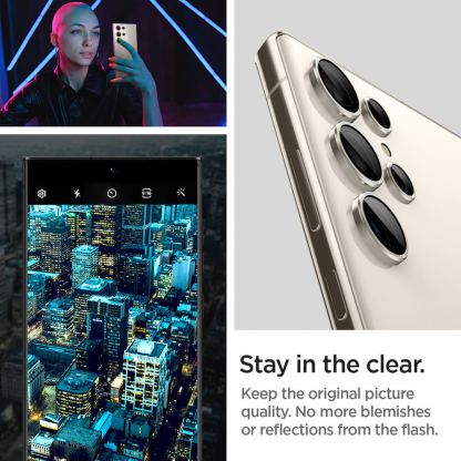 Spigen Optik Pro tR Ez Fit Lens Protector 2 Pack - 2 комплекта предпазни стъклени лещи за камерата на Samsung Galaxy S23 Ultra (бежов) 10