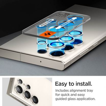 Spigen Optik Pro tR Ez Fit Lens Protector 2 Pack - 2 комплекта предпазни стъклени лещи за камерата на Samsung Galaxy S23 Ultra (бежов) 11